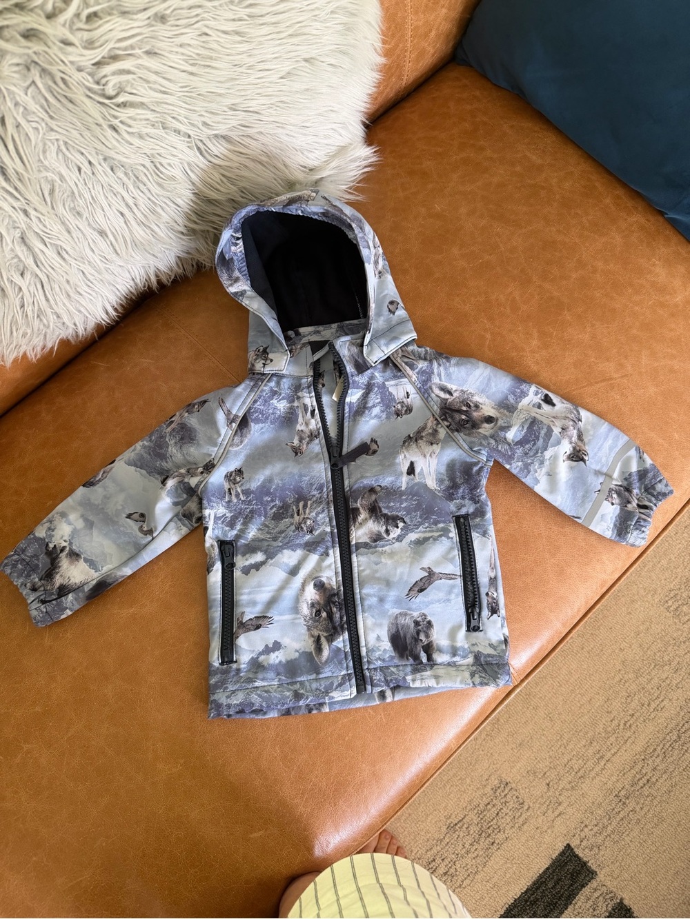 Guppy Kids Wolf & Mountain Print Softshell Jacket, Size 1–1½ Years / 86
